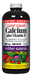 Webber Naturals 天然液体钙1000毫克+维生素D400IU, 蓝莓味,500毫升装 WN3143