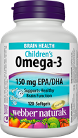 Webber Naturals Omega-3 儿童鱼油(EPA 100, DHA 50),香橙口味,120 粒软胶囊 WN3349