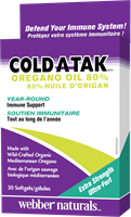 COLD-A-TAK牛至油,超强度,80%香芹酚,30粒  3791