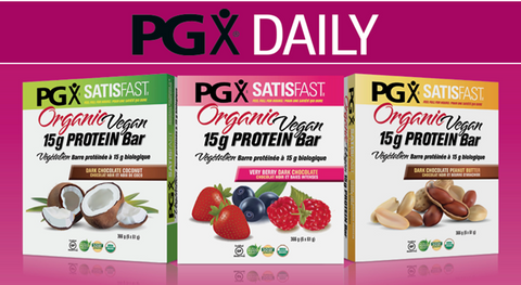 PGX Satisfast Organic Vegan Protein Bar, 6 Bars, Dark Chocolat Coconut