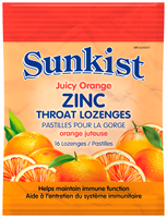 Zinc throat Lozenges, with Vitamin C & Echinacea, Juicy Orange, 16 lozenges