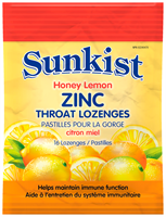 Zinc Throat Lozenges, with Vitamin C & Echinacea, Honey Lemon, 16 lozenges