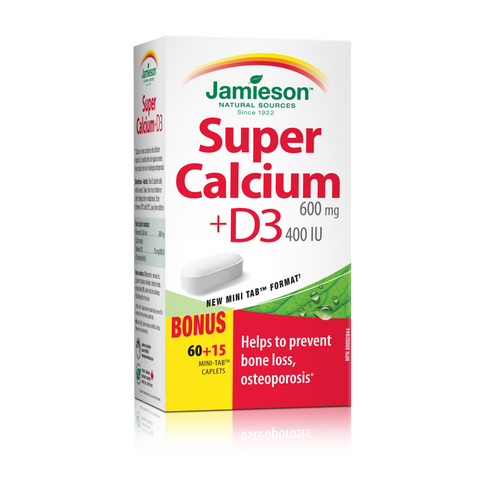 Super Calcium with Vitamin D — 600 mg Calcium, 400 IU Vitamin D, 60 + 15 caplets