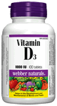 Vitamin D3, 1000 IU, 100 tablets