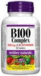B100 Complex, 100mg of B Vitamins, 100 mg, 60 tablets