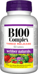 Webber Naturals B-100活力维生素B群缓释胶囊, 60粒