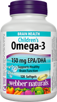 Webber Naturals Omega-3 儿童鱼油(EPA 100, DHA 50)，香橙口味，120 粒软胶囊 WN3349