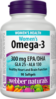 Webber Naturals 女性Omega-3配方 (EPA 200, DHA 100, GLA 25, ALA 130), 90粒软胶囊  3354