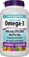 Triple Strength Omega-3, Value Size, 900 mg (EPA, DHA), 100 enteric coated softgels