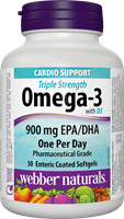 Triple Strength Omega-3 with Vitamin D, 900 mg (EPA, DHA)/1000 IU, 50 enteric coated softgels
