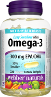 Webber 易吞服迷你Omega-3, 300毫克 (EPA 180/DHA 120), 220粒透明软胶囊 3393