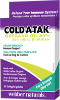 COLD-A-TAK牛至油，超强度，80％香芹酚，30粒  3791