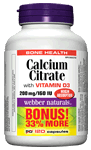 Calcium Citrate with D3, Easy Swallow, 200 mg/160 IU, BONUS! 33% MORE, 90+30 capsules