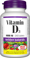 Vitamin D3, 1000 IU, 240 tablets